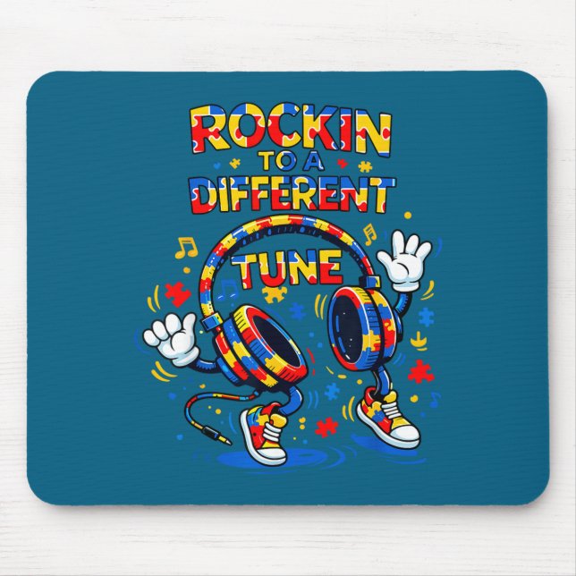 Autism awareness headphone dancing to a different mouse pad (Front)