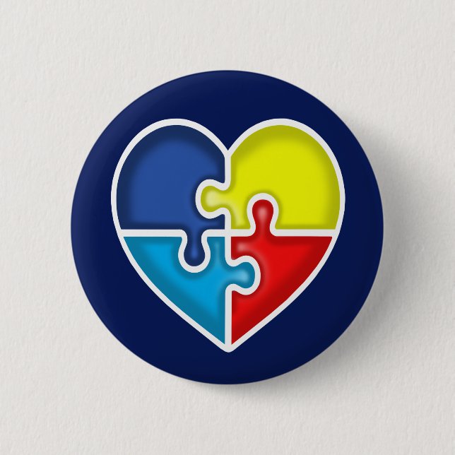 Autism Awareness heart 6 Cm Round Badge (Front)