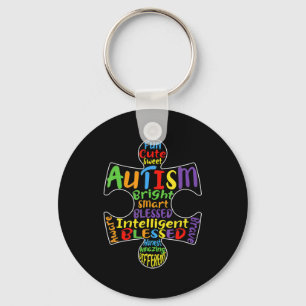 Autism Awareness Heart Blessed Men Women Kids Chil Key Ring