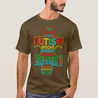 Autism Awareness Heart Blessed  T-Shirt
