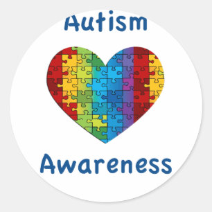 Autism Awareness Heart Classic Round Sticker