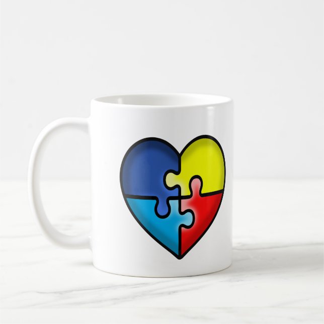 Autism Awareness heart Coffee Mug (Left)