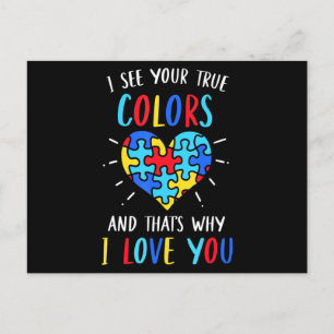 Autism Awareness Heart I See Your True Colours Puz Postcard