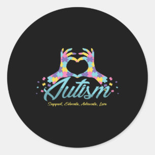 Autism Awareness Heart Puzzle Autistic Ribbon Spec Classic Round Sticker