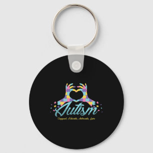 Autism Awareness Heart Puzzle Autistic Ribbon Spec Key Ring