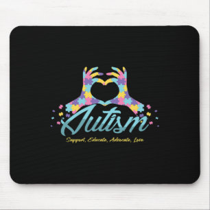 Autism Awareness Heart Puzzle Autistic Ribbon Spec Mouse Pad