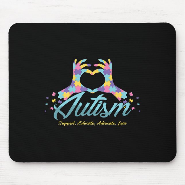 Autism Awareness Heart Puzzle Autistic Ribbon Spec Mouse Pad (Front)