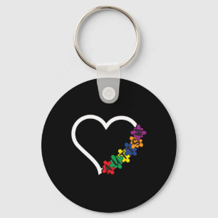 Autism Awareness Heart Puzzle Piece Support Autist Key Ring