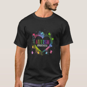 Autism Awareness Heart Puzzle Tie Dye Support Auti T-Shirt