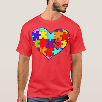 Autism Awareness Heart Puzzles Cute T-Shirt