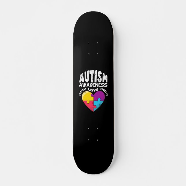 Autism Awareness Heart Skateboard (Front)