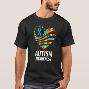Autism Awareness Heart Support Autistic Month Ki T-Shirt