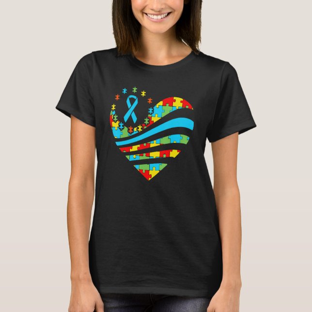 Autism Awareness   Heart Support Autistic Month Ki T-Shirt (Front)