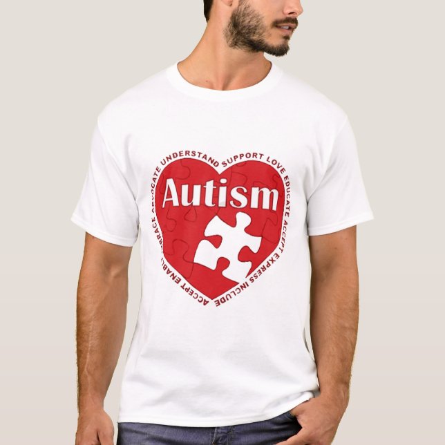 Autism Awareness Heart Tshirt Gift (Front)