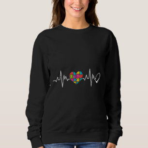 Autism Awareness Heartbeat Puzzle Rugby Support Sp Sweatshirt