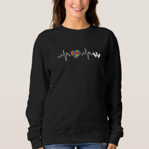 Autism Awareness Heartbeat Puzzle Wrestling Suppor Sweatshirt