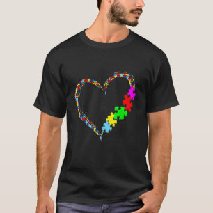 Autism Awareness Hearts Puzzle Piece  Valentines D T-Shirt
