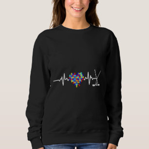 Autism Awareness Hockey Puzzle Heartbeat Sports Au Sweatshirt