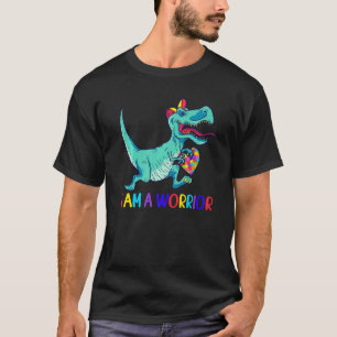 Autism Awareness I Am A Warrior Rex Dino Puzzle T-Shirt