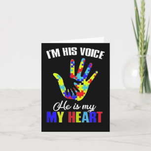 Autism Awareness- I Am His Voice, Kid Hand, And Ad Card