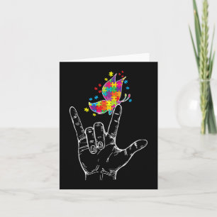 Autism Awareness I Love You ASL Hand Sign Language Card