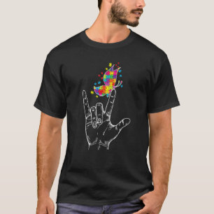 Autism Awareness I Love You Asl Hand Sign Language T-Shirt