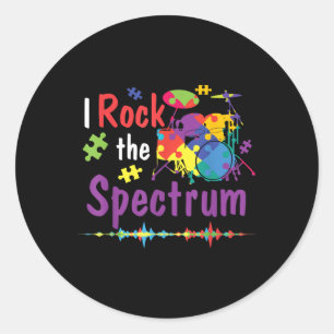Autism Awareness I Rock The Spectrum Colourful Dru Classic Round Sticker