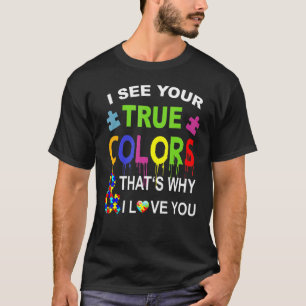 Autism Awareness I See Your True Colours Puzzle Pi T-Shirt