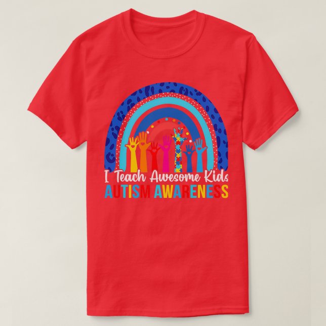 Autism Awareness I Teach Awesome Kids Rainbow Puzz T-Shirt (Design Front)