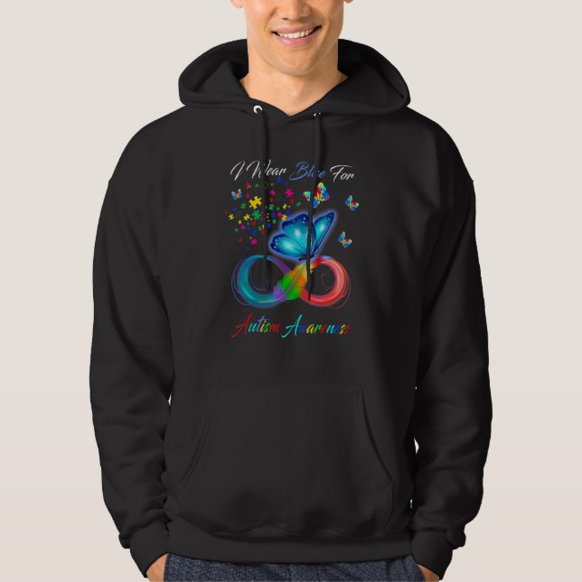 Autism Awareness   I Wear Blue For Autism Awarenes Hoodie (Front)