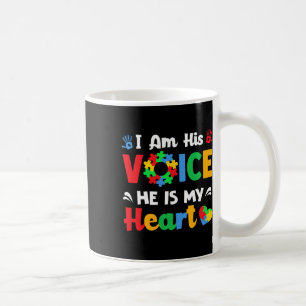 Autism Awareness I'm His Voice He Is My Heart Mum Coffee Mug