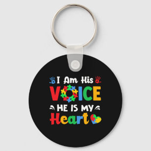 Autism Awareness I'm His Voice He Is My Heart Mum Key Ring