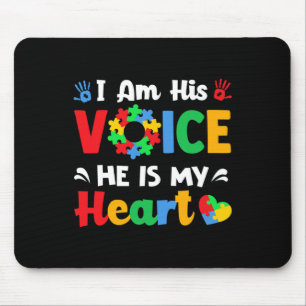 Autism Awareness I'm His Voice He Is My Heart Mum Mouse Pad
