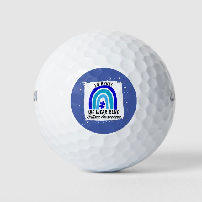 Autism Awareness In April We Wear Blue Golf Balls (Front)