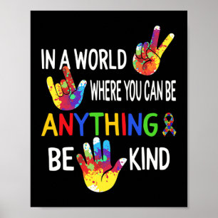 Autism Awareness In World Be Kind Asl Language Puz Poster