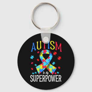 Autism Awareness Is My Superpower Puzzle Pieces Ri Key Ring
