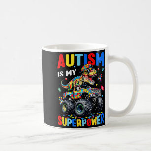 Autism Awareness is Superpower Truck Trex Dinosaur Coffee Mug