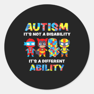 Autism Awareness Its A Different Ability Funny Sup Classic Round Sticker