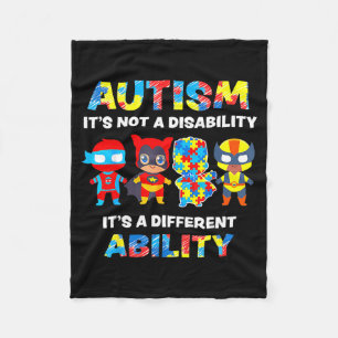 Autism Awareness Its A Different Ability Funny Sup Fleece Blanket