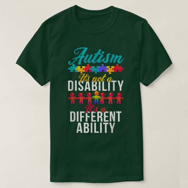 Autism Awareness It's a Different Ability Skeleton T-Shirt (Design Front)