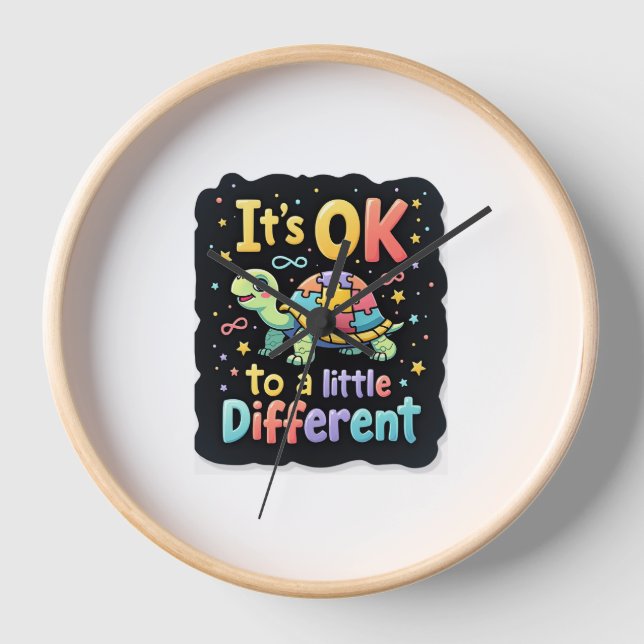 Autism Awareness It's Ok To Be A Little Different  Clock (Front)