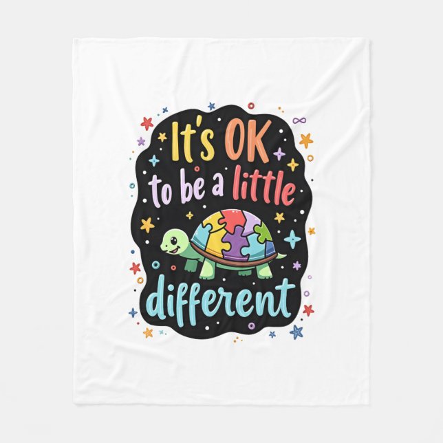 Autism Awareness It's Ok To Be A Little Different  Fleece Blanket (Front)