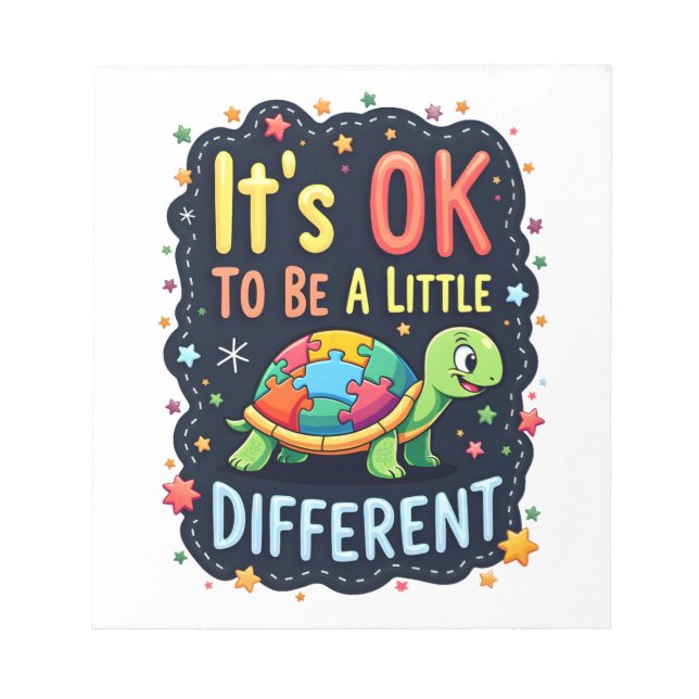 Autism Awareness It's Ok To Be A Little Different  Notepad (Front)