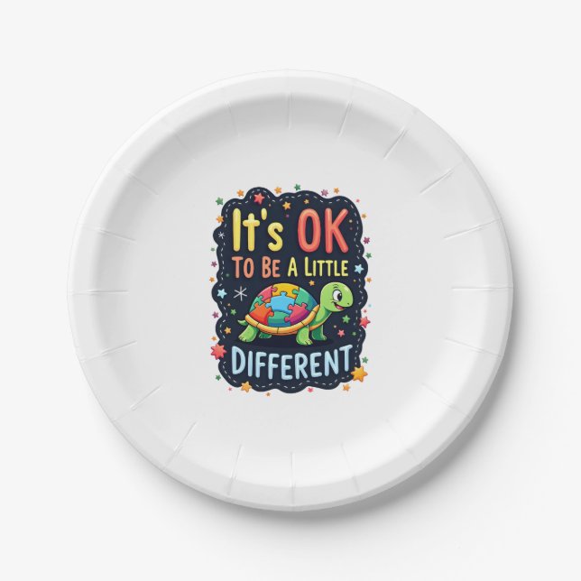 Autism Awareness It's Ok To Be A Little Different  Paper Plate (Front)