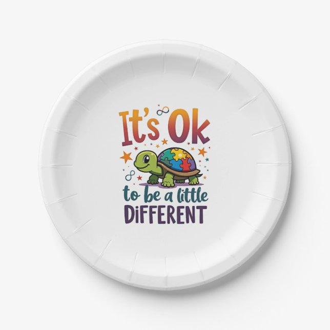 Autism Awareness It's Ok To Be A Little Different  Paper Plate (Front)