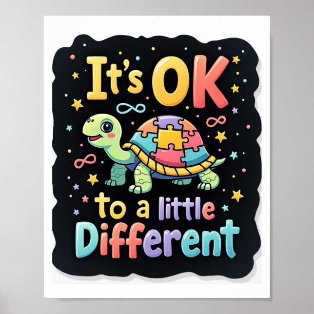 Autism Awareness It's Ok To Be A Little Different  Poster (Front)