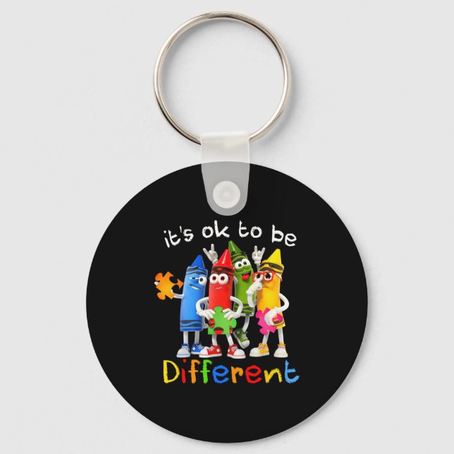 Autism Awareness Its Ok To Be Different Autistic B Key Ring (Front)