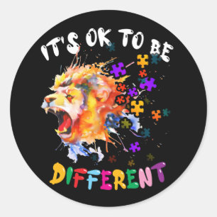 Autism Awareness It's OK to be different Colorful Classic Round Sticker