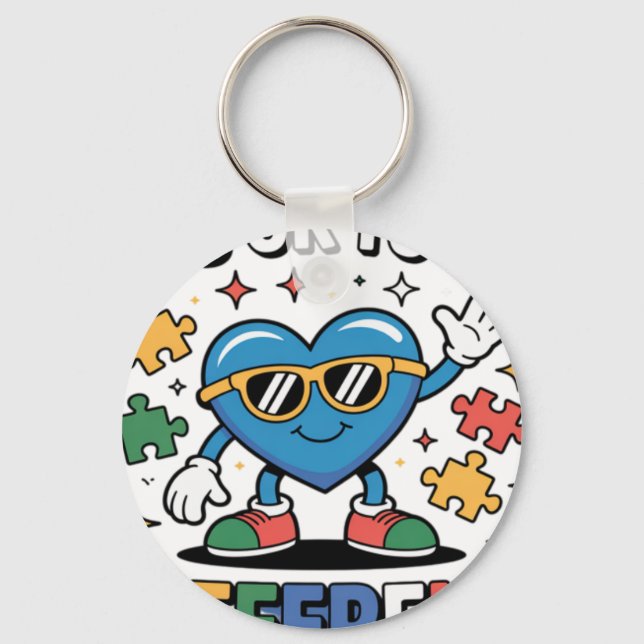 Autism Awareness Its Ok To Be Different Dabbing Bl Key Ring (Front)