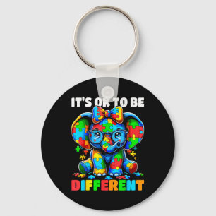 Autism Awareness Its Ok To Be Different Elephant Key Ring